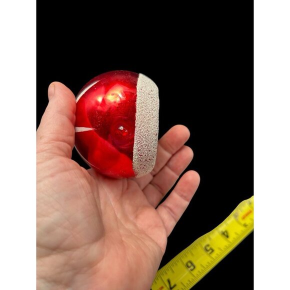 Poland Mercury Glass Indent Reflective Hand Painted Christmas Ornament 3.25" Vtg - Picture 4 of 9